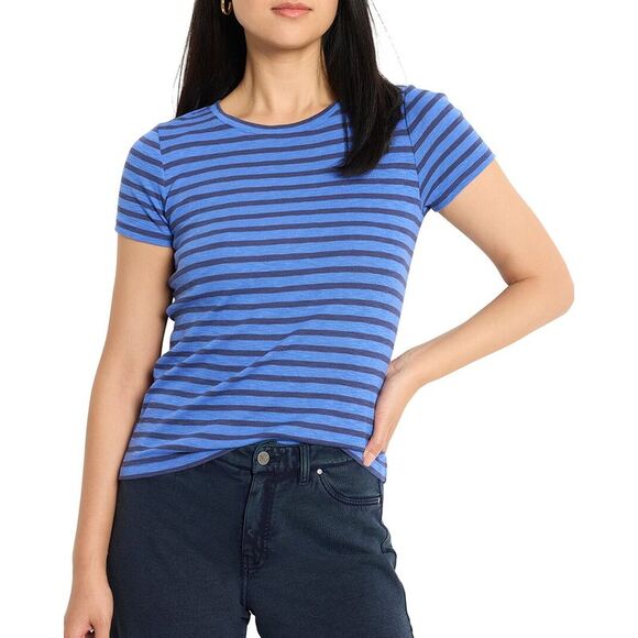 Nic+Zoe Womens  Petite Striped T-Shirt, Blue - Picture 1 of 3